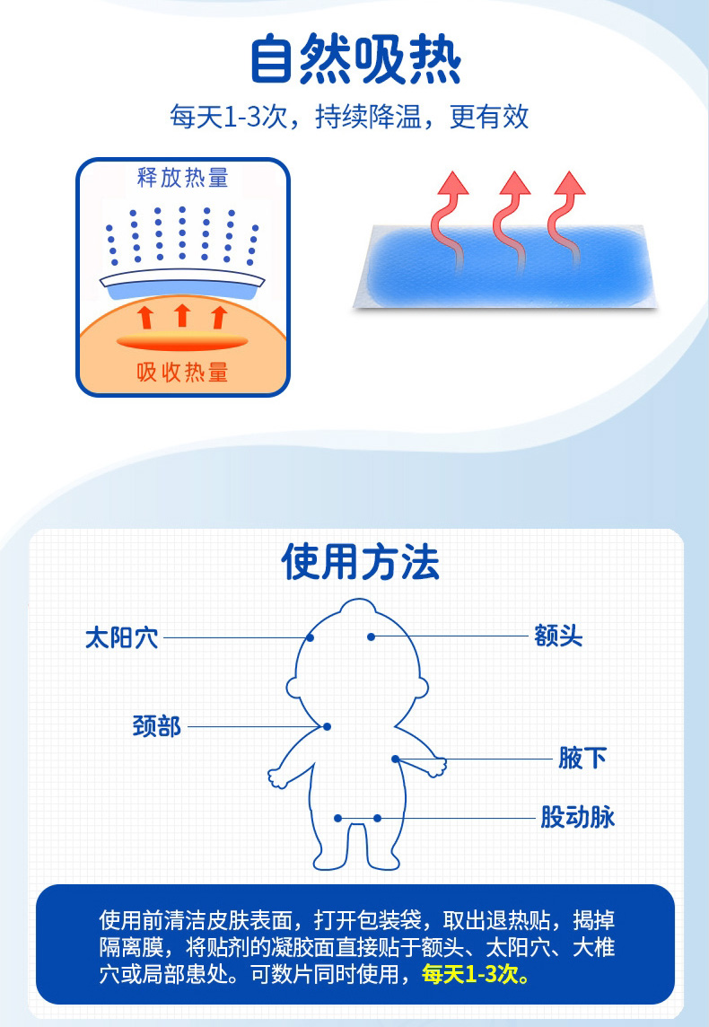 修正退热贴婴幼儿童医用物理降温正品成人冷敷贴正品冰宝宝退烧贴