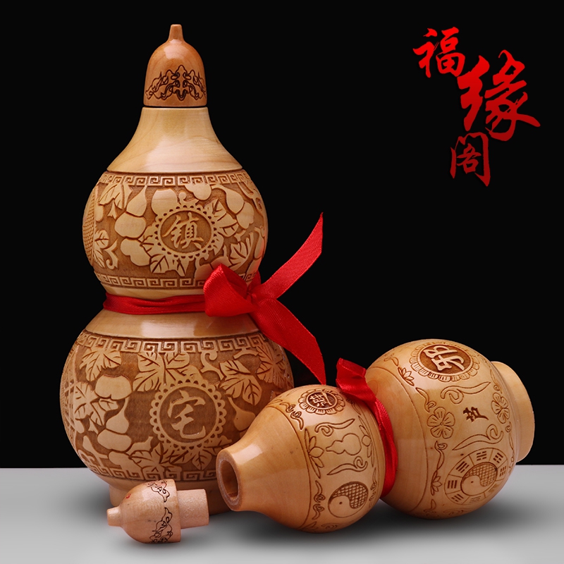 fuyuange peach wood gourd ornaments opening with lid wood carving crafts gifts home accessories desk decorations