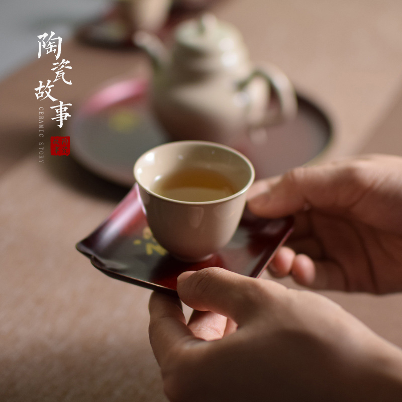 Ceramic story's brass cup pad insulation as antiskid cup Chinese zen kung fu tea accessories with zero