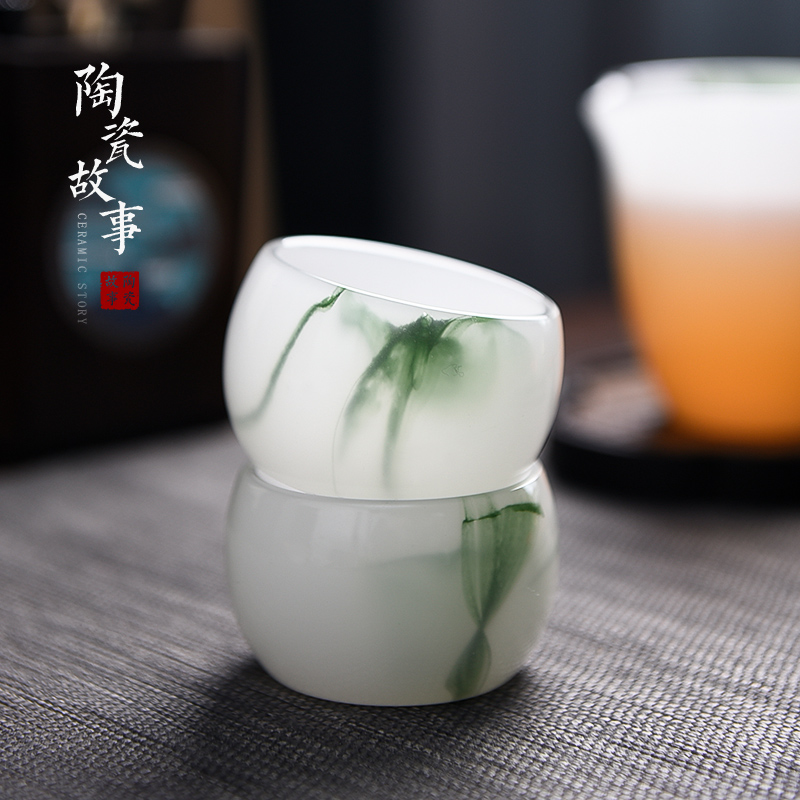 Ceramic story master cup single CPU kung fu tea cups jadeite jade porcelain jade Joan cup sample tea cup single use