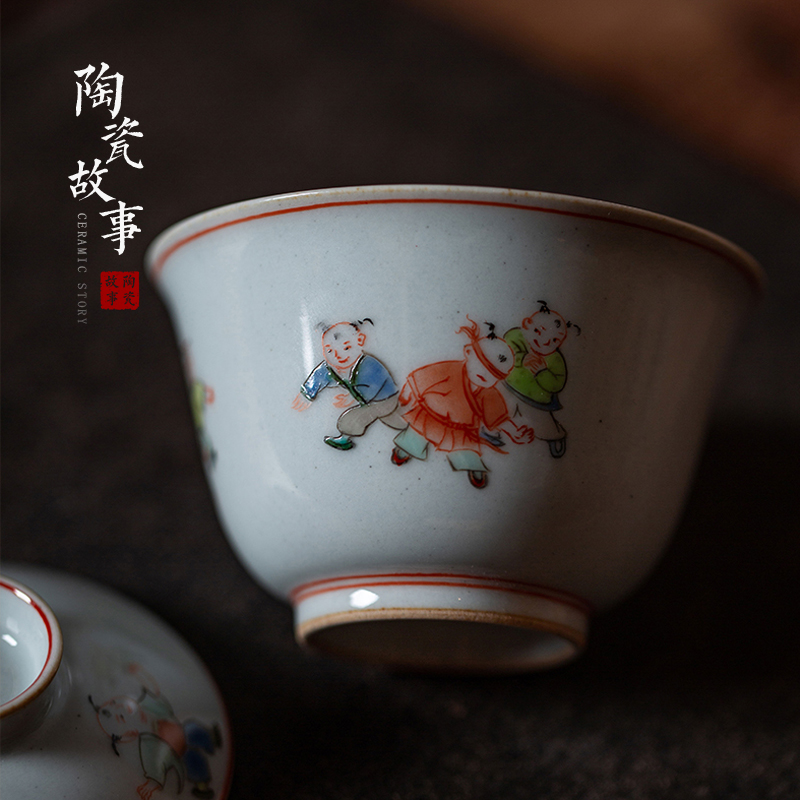 High - end checking hand - made ceramic story town tureen three tureen single jingdezhen pure hand - made tureen