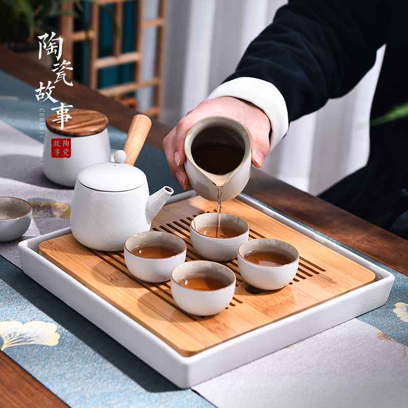 The Story of pottery and porcelain tea set suit small home sitting room tea tray teapot tea tea light key-2 luxury box kung fu tea set