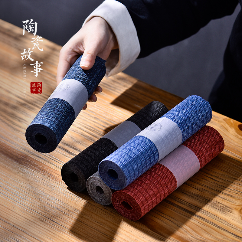 The Story of pottery and porcelain tea mat bamboo tea towel cloth waterproof as high - end tea tray with Japanese zen Chinese tea taking