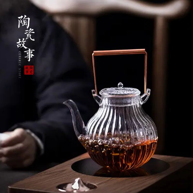 Ceramic heat - resistant glass teapot tea Japanese and wind boiled tea story household girder single pot of tea kettle