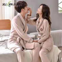 Autumn and winter flannel couple pajamas thickened long coral fleece casual plus size mens and womens home wear set thin