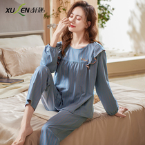 2022 new pajamas ladies spring and autumn cotton long sleeves cotton loungewear womens casual set autumn and winter