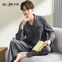 Pajamas mens winter long sleeves cotton thin oversized loose casual mens youth spring and autumn loungewear set fashion