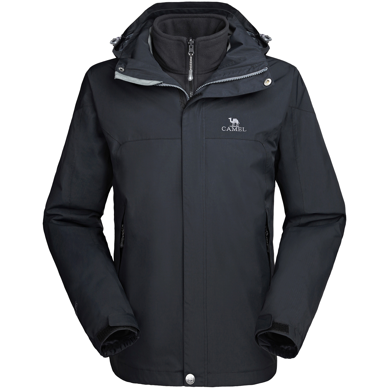 camel骆驼冲锋衣男户外运动冬季可拆卸保暖抓绒