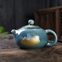 Blue Wesisch Pot Ceramics Small Teapot Kutian Tea With Tea Maker Tea Pot Home Brief Only Pot Tea Filter Kettle