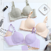 Aitivisa incognito One-piece plaid sexy thin womens underwear without rims gathered on the support adjustment bra