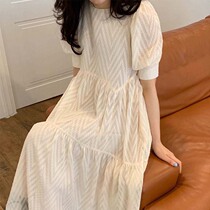 Skirt 2020 new summer bubble sleeve dress design sense niche temperament goddess fan belly thin