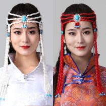 Ethnic dance headband beaded handmade long tassel Bridal hair accessories Dance costume accessories Mongolian performance headdress for women