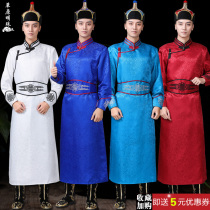 New Mongolian robe mens adult long embroidery Mongolian dance clothing spring and autumn Mongolian clothing men Mongolian costume