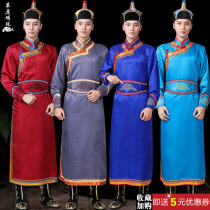 Mens Mongolian costume Mongolian costume modern Mongolian dance Mongolian dance costume long spring and autumn Mongolian robe male
