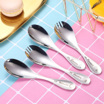 Cute 304 stainless steel childrens spoon fork Baby learning to eat spoon spoon Childrens special dessert spoon