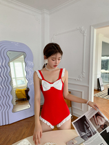 Vido New Sexy Swimsuit Woman Little Chest Skirt Style Butterfly Knots Back Conjoined High Waist Bikini Spa Swimsuit