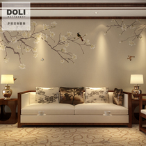 Living room TV background wall cloth Environmental protection non-woven fabric Wall cloth New classical Chinese landscape painting Wind scape painting 049