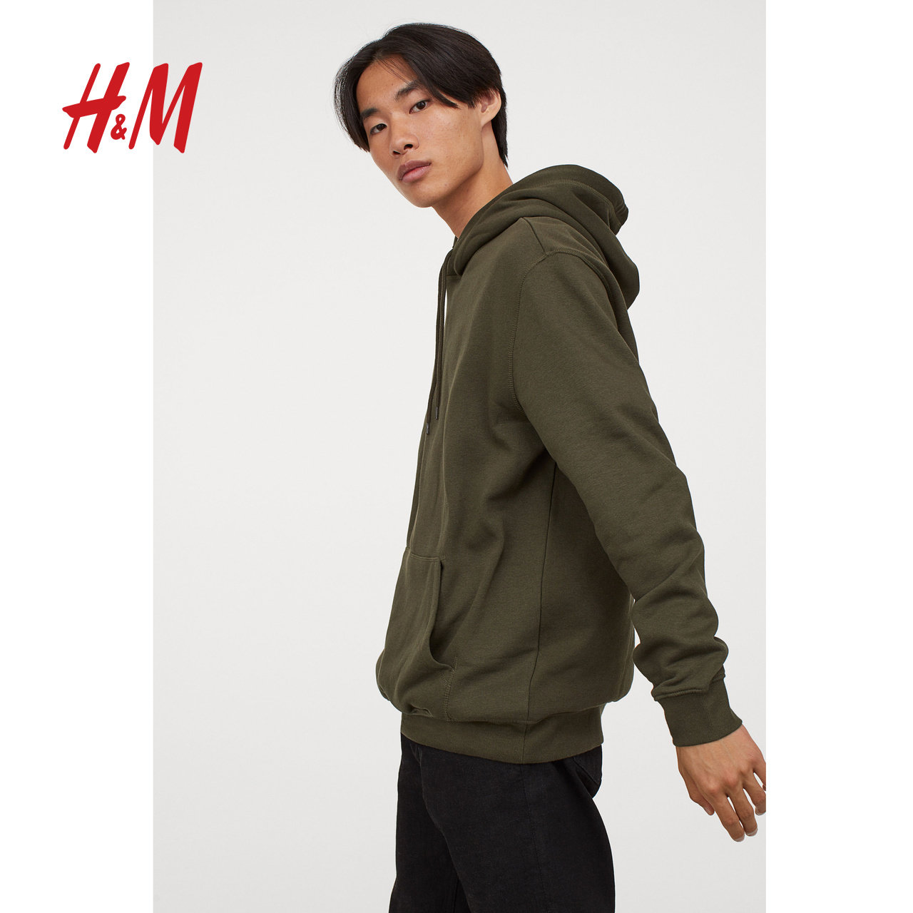 hm divided男装2020秋冬新款宽松时尚慵懒连帽情侣卫衣0685814
