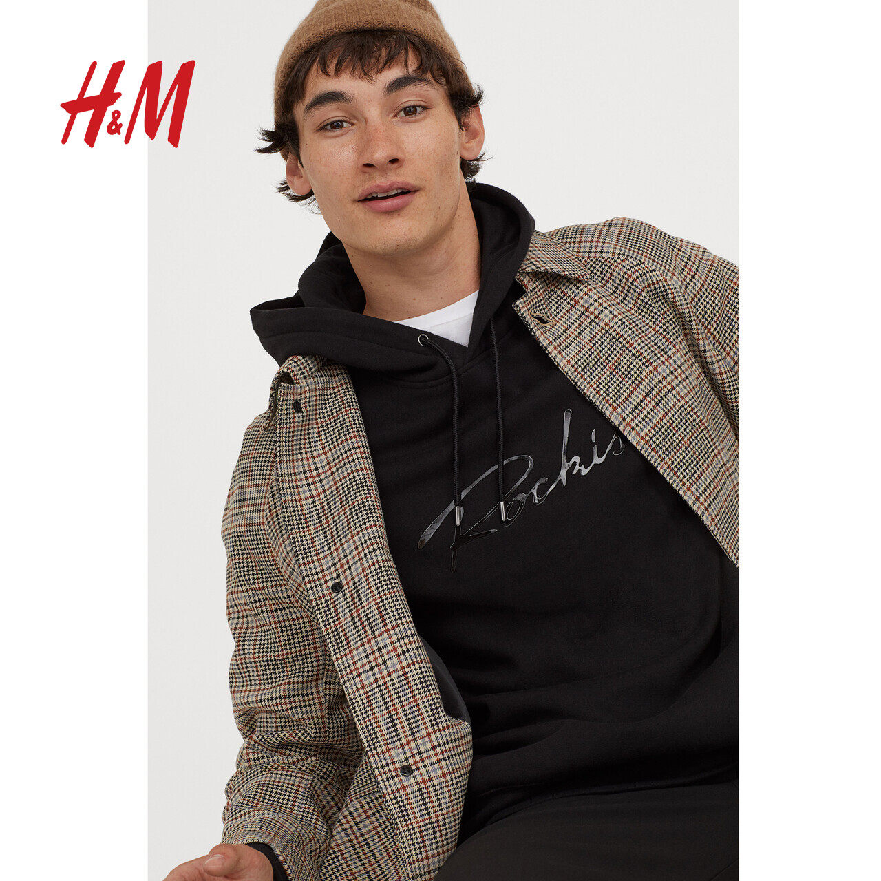 hm 男装卫衣 宽松印花卫衣男连帽时尚潮流上衣男0678624