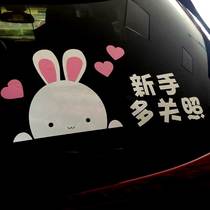 Novice female driver take care of Pink Rabbit Custom creative text funny warning reflective body sticker internship