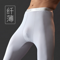 Silky autumn pants mens thin glossy mens warm pants spring and autumn slim leggings slim-faced stretch pants ultra-thin