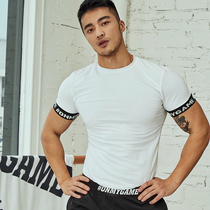 OMG spring and summer simple moisture wicking elastic running sports T-shirt mens short sleeve tight gym training quick drying clothes