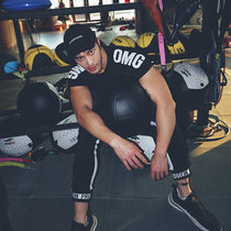 OMG Tide brand spring summer new round neck running quick dry short sleeve sports T-shirt mens muscle tight fitness clothes