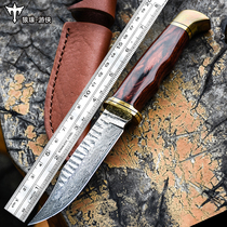 Outdoor Damascus steel knife German hand-forged high hardness forged knife self-defense military knife straight knife open knife