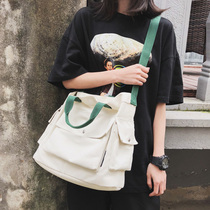 Bag student Korean version of the simple and wild forest canvas bag crossbody female Japanese large capacity portable high-grade bag