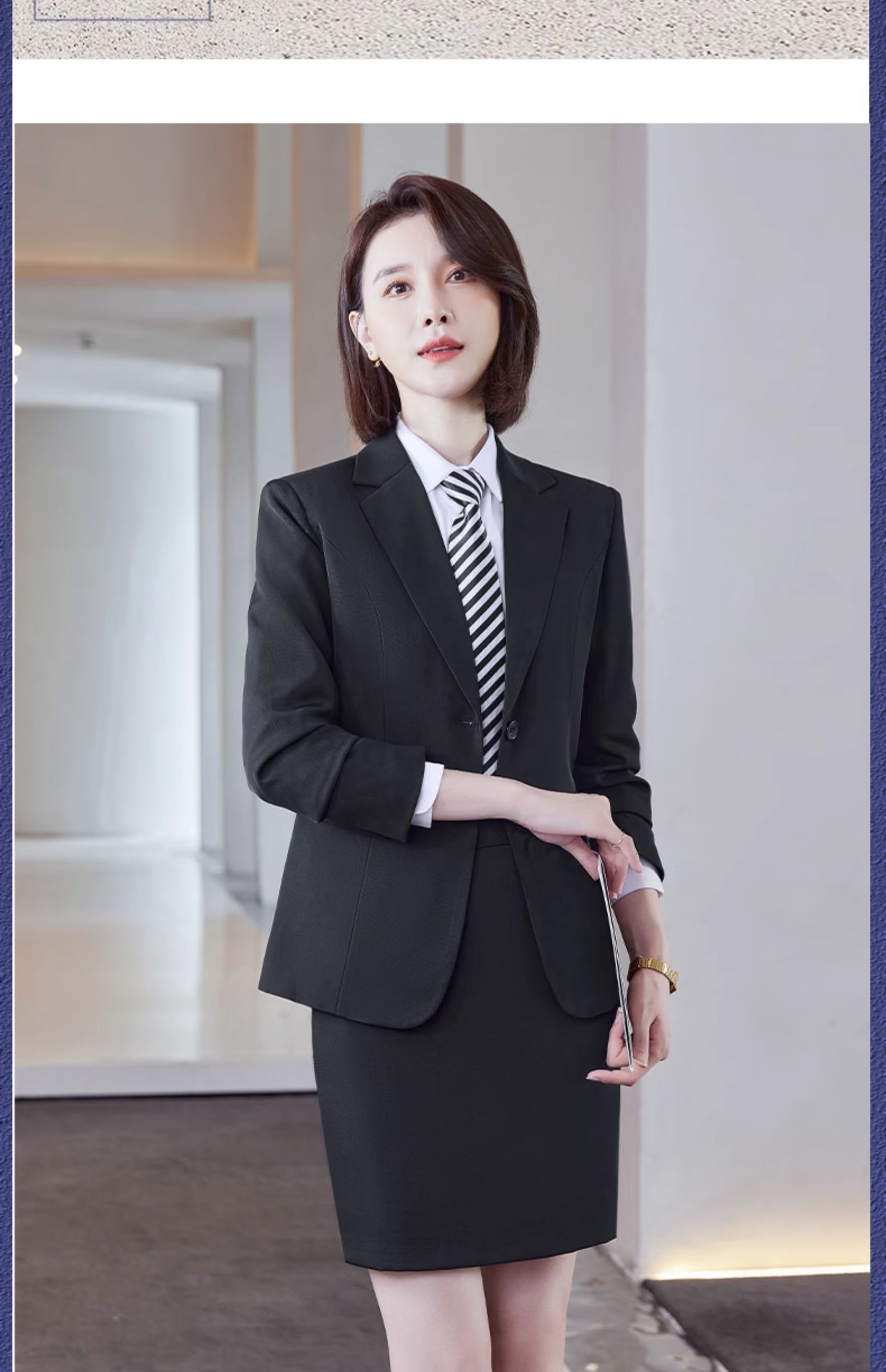 加绒加厚黑色西装外套女秋冬高级感气质面试正装西服套装女工作服