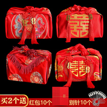 Leather wedding bag 2021 new bride dowry wrap cloth embroidery wedding high-end large cotton