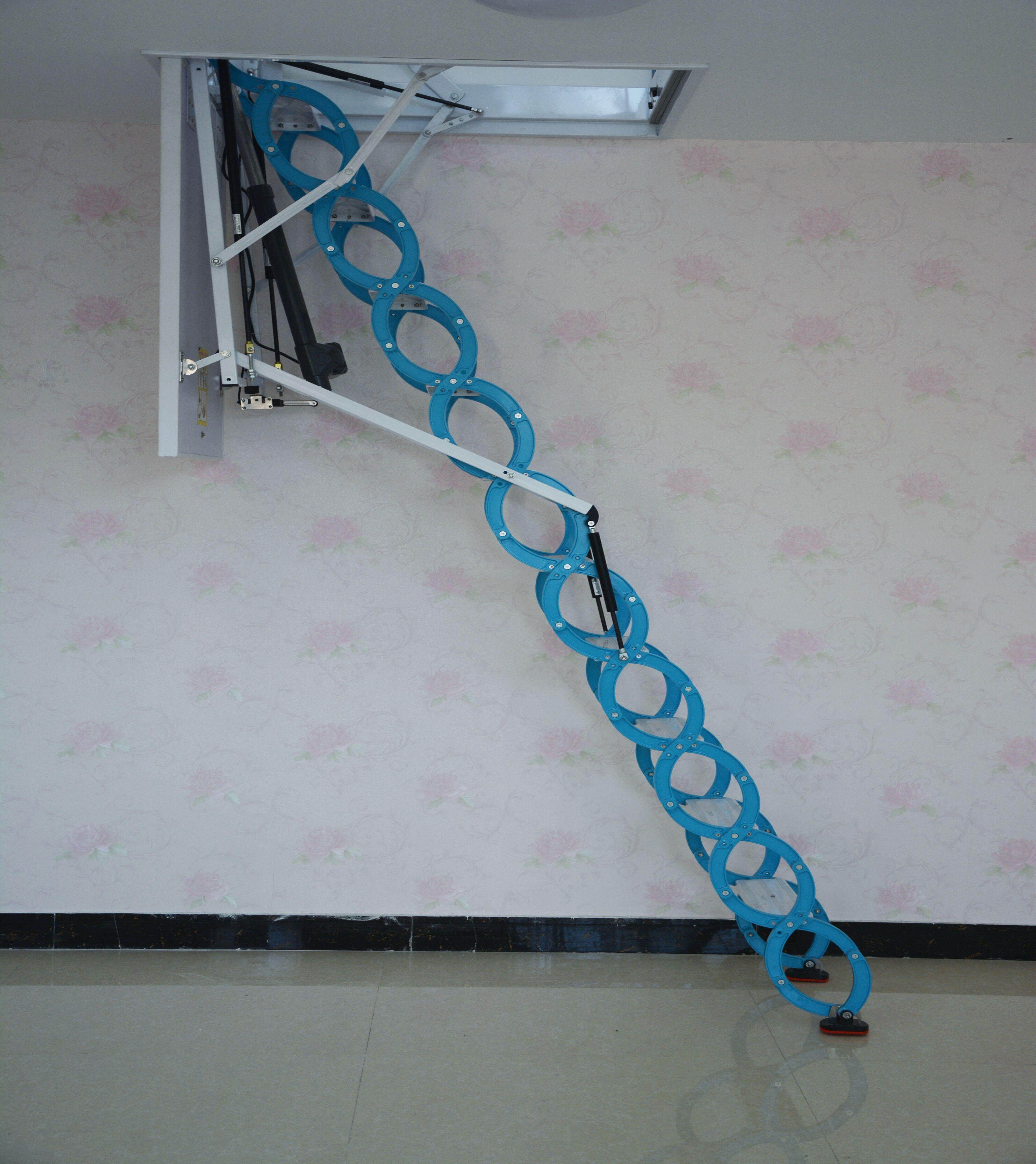 钛镁电动别墅阁楼楼梯家用折叠钢木隐形伸缩楼梯全自动梯整体楼梯