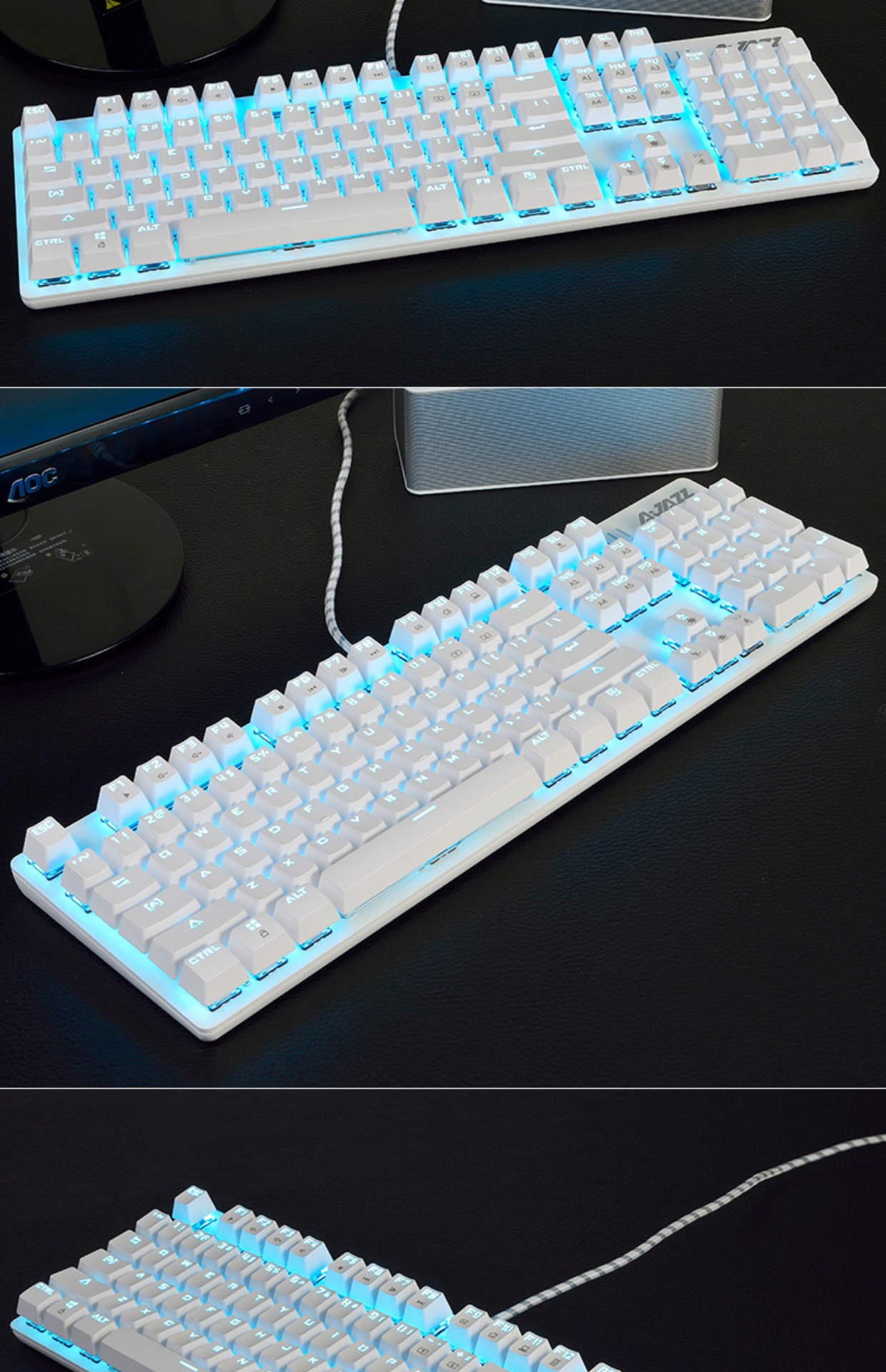 黑爵机械战警背光键盘青轴黑轴电脑有线lol游戏机械键盘104键电竞