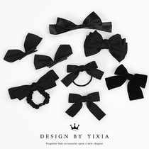 Black Wind ~ Large Bow Tie Hair Clip Headwear Black Mesh Red 2021 New Hairpin Hair Accessories Top Clip Half-Piece