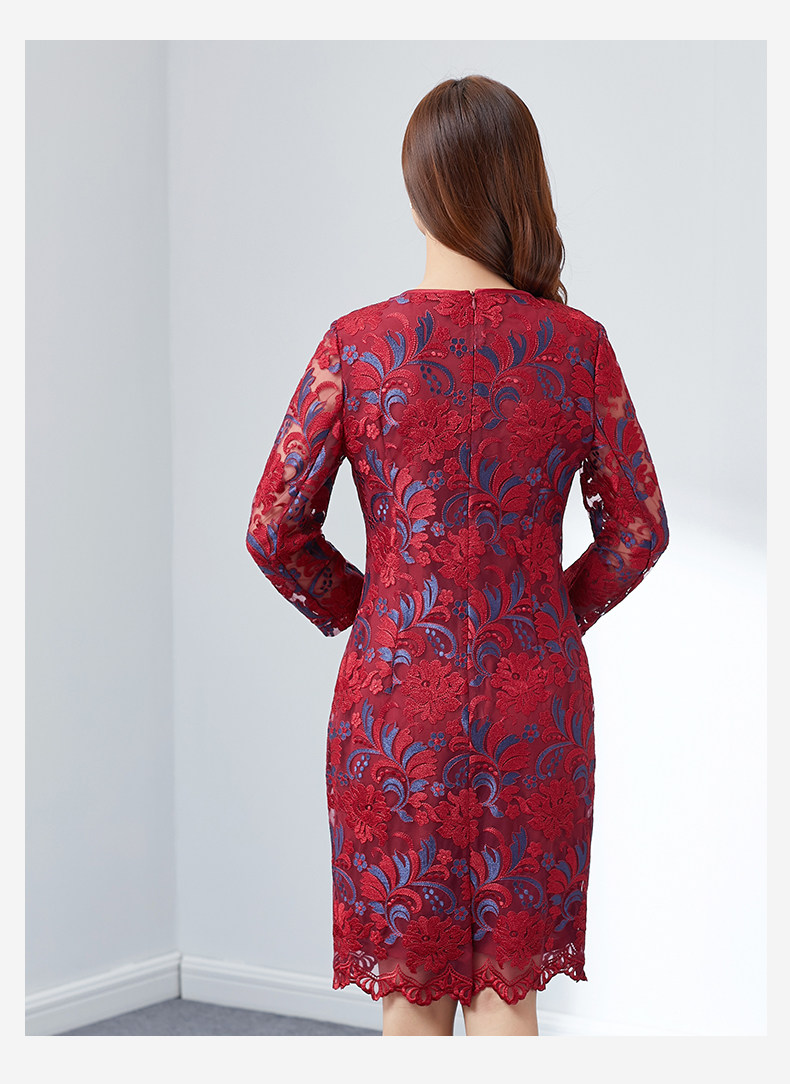 婆婆装婚礼高档礼服2019春季新款婚宴妈妈装中老年女装修身连衣裙