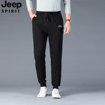 JEEP JEEP pants mens new trousers spring BLACK SMALL feet close knit casual sweatpants mens