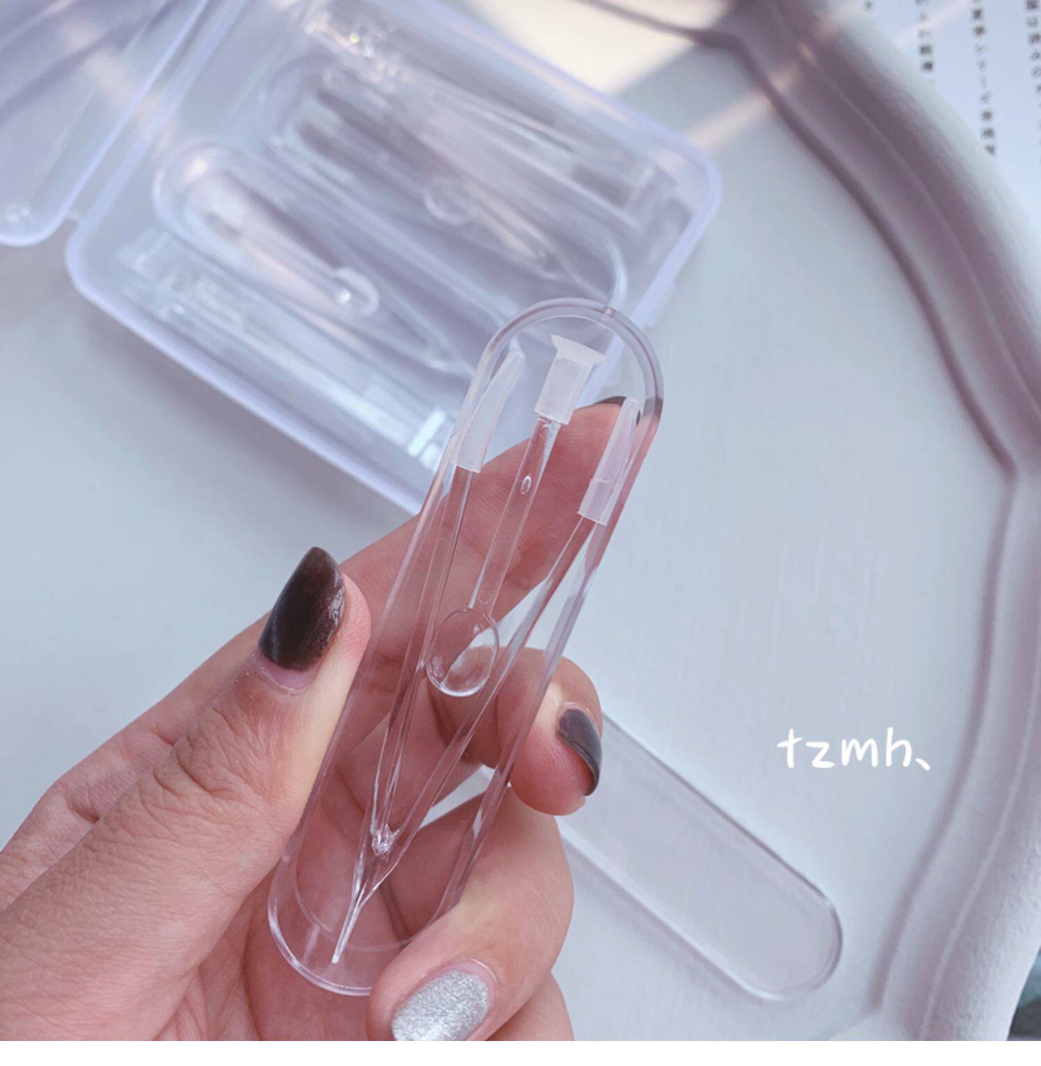 简约便携隐形眼镜夹子中号透明夹吸盘套盒多个装镊子美瞳工具吸棒