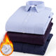 Winter solid color warm shirt men plus velvet thick long-sleeved striped business tooling plus cotton shirt middle-aged dad suit Winter solid color warm shirt men plus velvet thick long-sleeved striped business tooling plus cotton shirt middle-aged dad suit