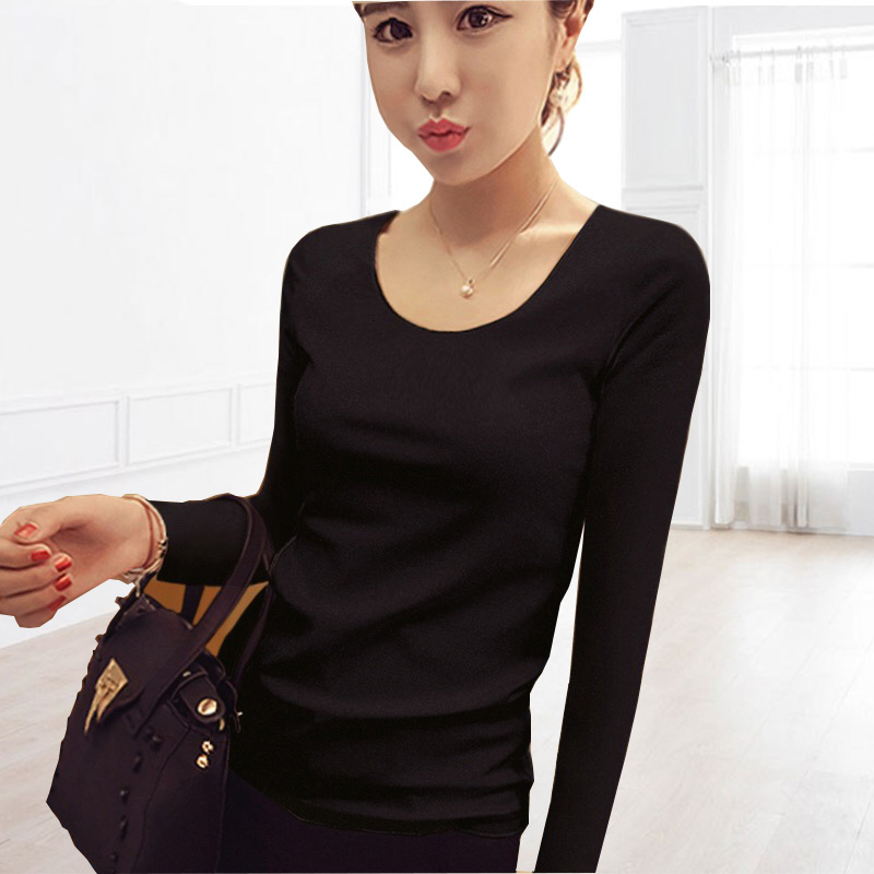 images 10:Five-point bottom-up shirt girl spring and autumn 2022 new selfish Korean version half-collar black medium-sleeved top-fitted t-shirt images 10:Five-point bottom-up shirt girl spring and autumn 2022 new selfish Korean version half-collar black medium-sleeved top-fitted t-shirt