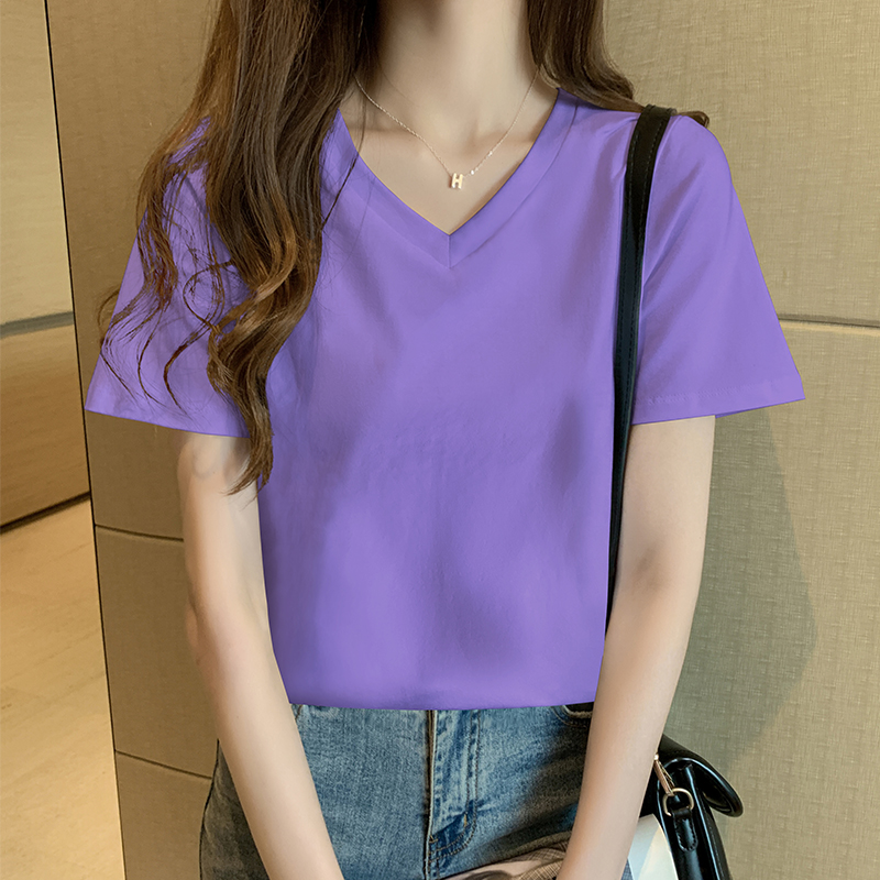 images 20:Pure cotton white t-shirt short sleeve summer 2022 new loose thin-dressed undershirt t ⁇ built-in pure-colored thin top images 20:Pure cotton white t-shirt short sleeve summer 2022 new loose thin-dressed undershirt t ⁇ built-in pure-colored thin top