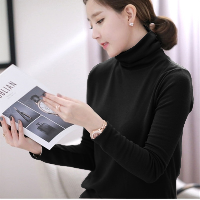images 0:Tall-collar bottom shirt female autumn 2022 new tide autumn coat wearing a large size and thick long-sleeved pile top images 0:Tall-collar bottom shirt female autumn 2022 new tide autumn coat wearing a large size and thick long-sleeved pile top