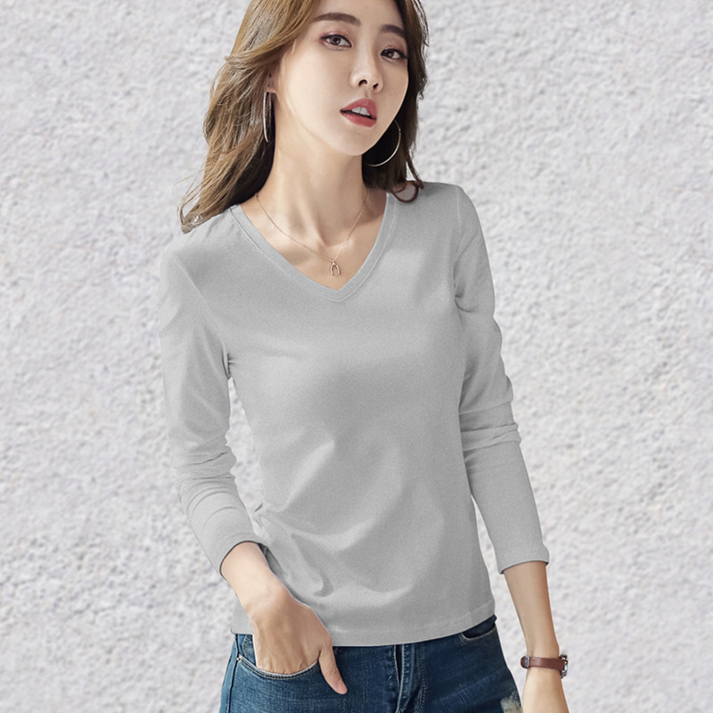 images 9:Early autumn pure cotton-white t-shirt female long-sleeved bottom shirt 2022 new black round collar tightly built low-collar autumn clothes images 9:Early autumn pure cotton-white t-shirt female long-sleeved bottom shirt 2022 new black round collar tightly built low-collar autumn clothes