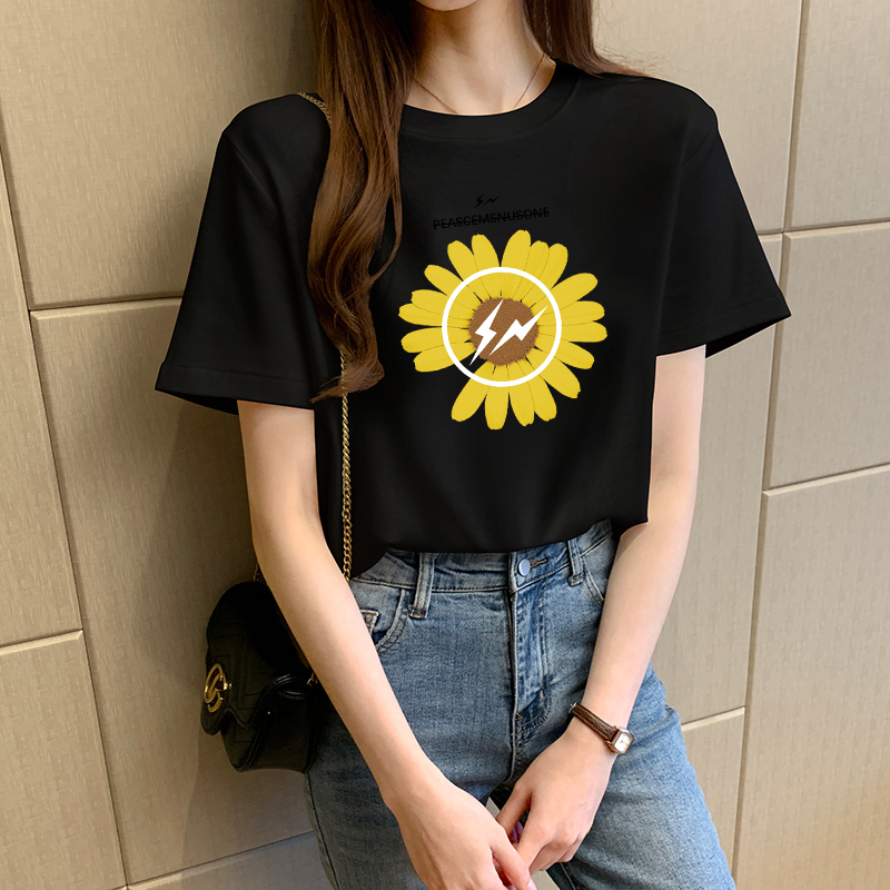 images 3:In 2022, the new summer pure cotton half-sleeved loose-leeved Han version of the black short-sleeved T-shirt female ⁇ caterpillar red in the Internet images 3:In 2022, the new summer pure cotton half-sleeved loose-leeved Han version of the black short-sleeved T-shirt female ⁇ caterpillar red in the Internet