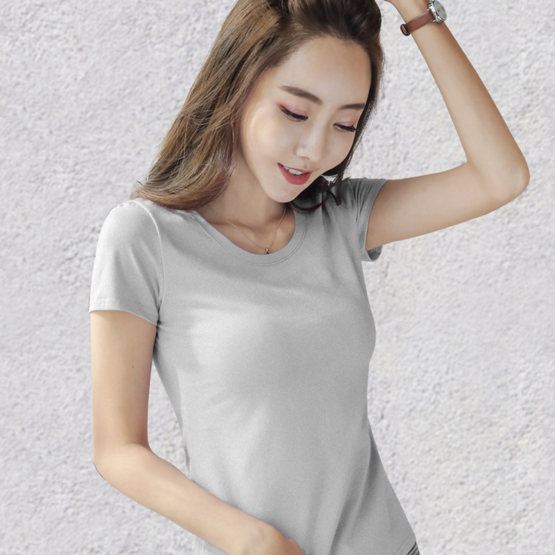 images 8:Early autumn new short-sleeved t-shirt girl 2022 Korean version half-high-collar body tender pure cotton T hundred top-hit bottom shirt images 8:Early autumn new short-sleeved t-shirt girl 2022 Korean version half-high-collar body tender pure cotton T hundred top-hit bottom shirt