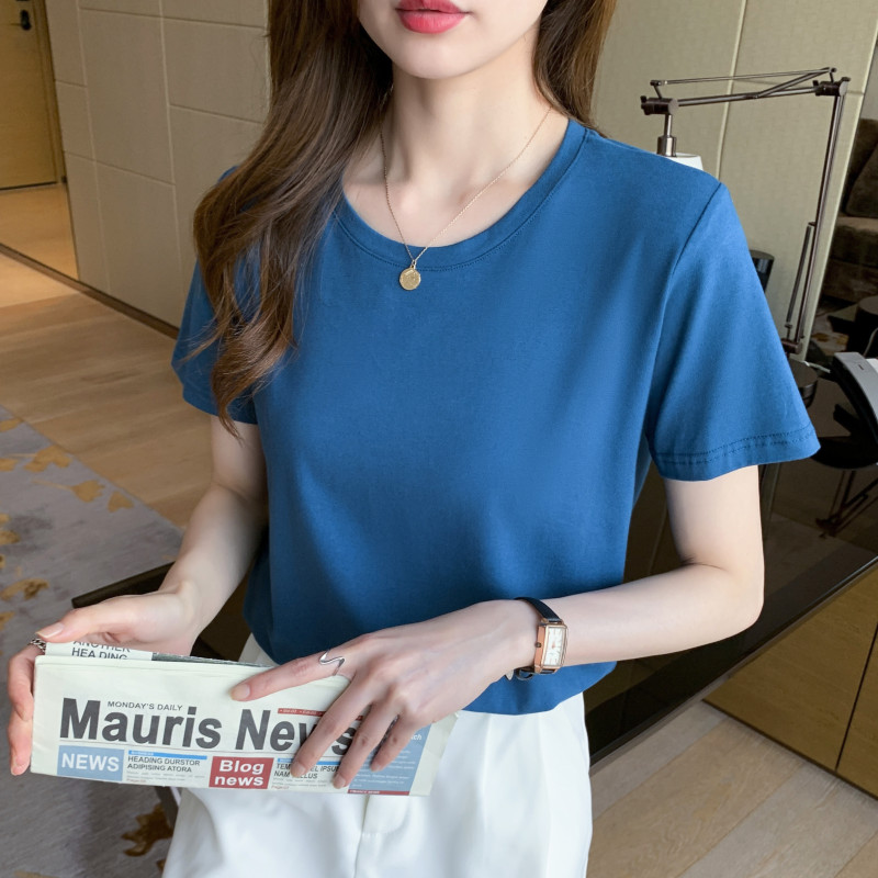 images 9:Pure cotton white t-shirt short sleeve summer 2022 new loose thin-dressed undershirt t ⁇ built-in pure-colored thin top images 9:Pure cotton white t-shirt short sleeve summer 2022 new loose thin-dressed undershirt t ⁇ built-in pure-colored thin top