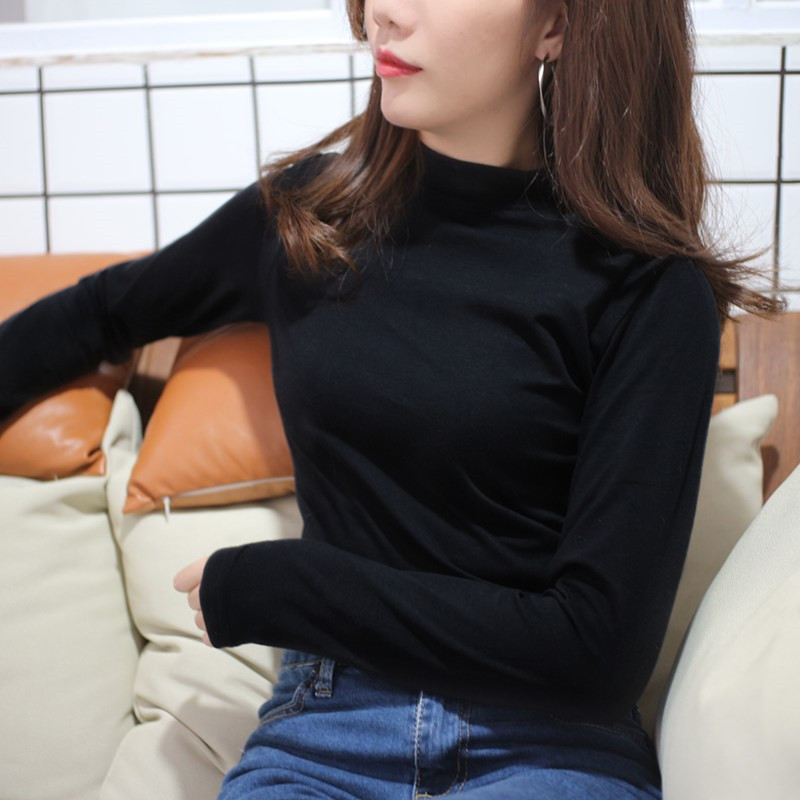 images 10:High-collar bottom shirt girl early autumn 2022 new pile lead blue autumn winter hundred ladies long-sleeved t-shirt top images 10:High-collar bottom shirt girl early autumn 2022 new pile lead blue autumn winter hundred ladies long-sleeved t-shirt top