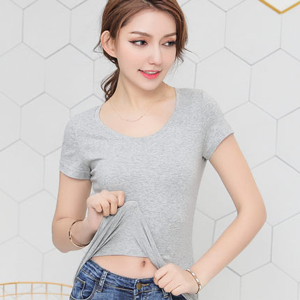 images 5:Black pure cotton t-shirt girl summer short sleeve tightened body 2022 net edition half sleeve ⁇ Blood undershirt thin body images 5:Black pure cotton t-shirt girl summer short sleeve tightened body 2022 net edition half sleeve ⁇ Blood undershirt thin body