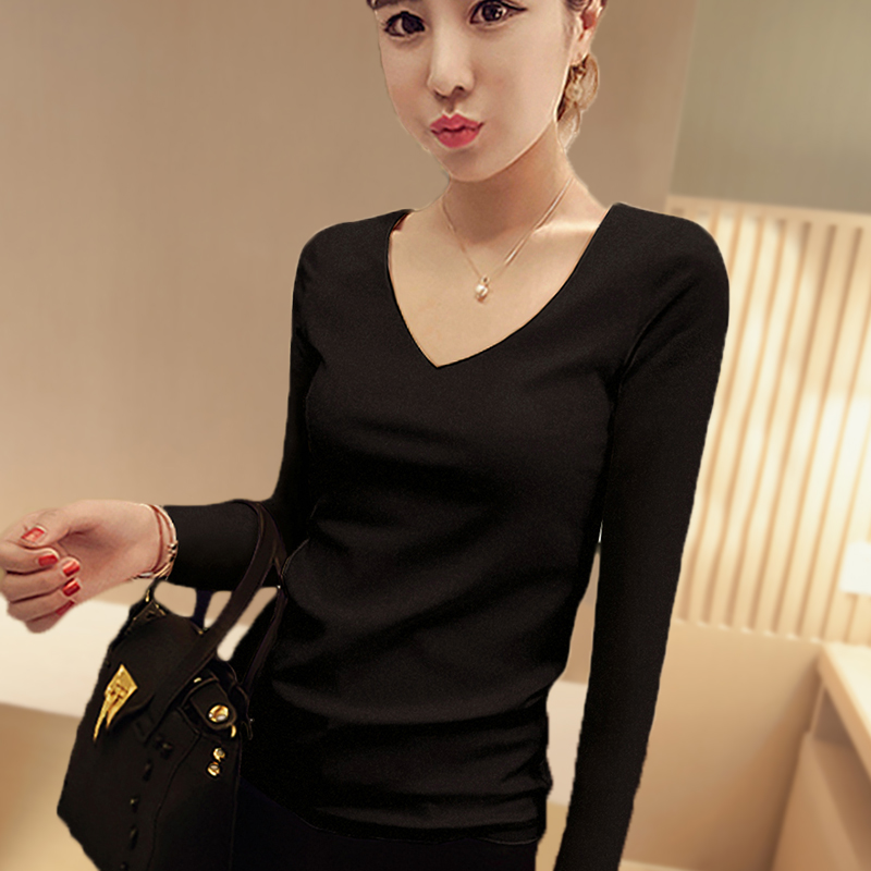 images 4:Pure Cotton 2021 Spring Installation New Korean Version Black Tight Bottom Shirt White Long Sleeve T-shirt Female Autumn Clothes Paid with Upper images 4:Pure Cotton 2021 Spring Installation New Korean Version Black Tight Bottom Shirt White Long Sleeve T-shirt Female Autumn Clothes Paid with Upper