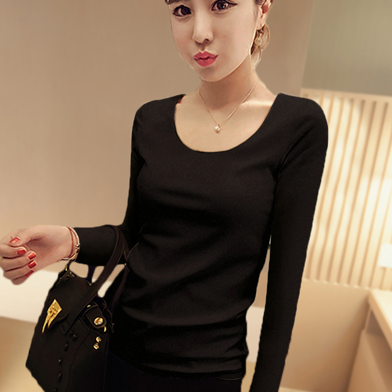 images 1:Pure Cotton 2021 Spring Installation New Korean Version Black Tight Bottom Shirt White Long Sleeve T-shirt Female Autumn Clothes Paid with Upper images 1:Pure Cotton 2021 Spring Installation New Korean Version Black Tight Bottom Shirt White Long Sleeve T-shirt Female Autumn Clothes Paid with Upper