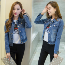 Denim jacket womens spring and autumn short loose thin cardigan top Korean version of the student wild slim long-sleeved jacket for women